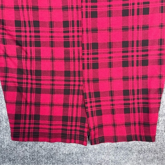 Torrid Women’s 1X Midi Pencil Skirt Stretch Workwear Red Black Plaid Rockabilly - Picture 6 of 9